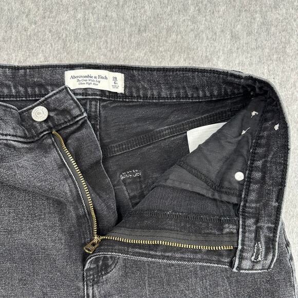 Abercrombie & Fitch Shorts WMNS 28/6R Crop Wide Leg Ultra High Rise Washed Black - Picture 3 of 8